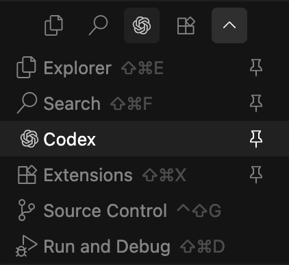 VS Code 侧边栏中的 Codex 图标